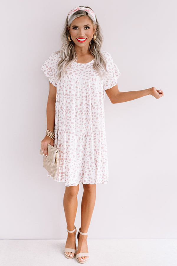 Hooked On Love Leopard Shift Dress In White