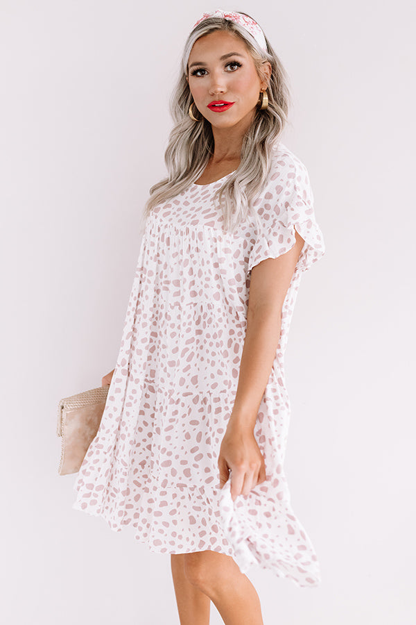 Hooked On Love Leopard Shift Dress In White