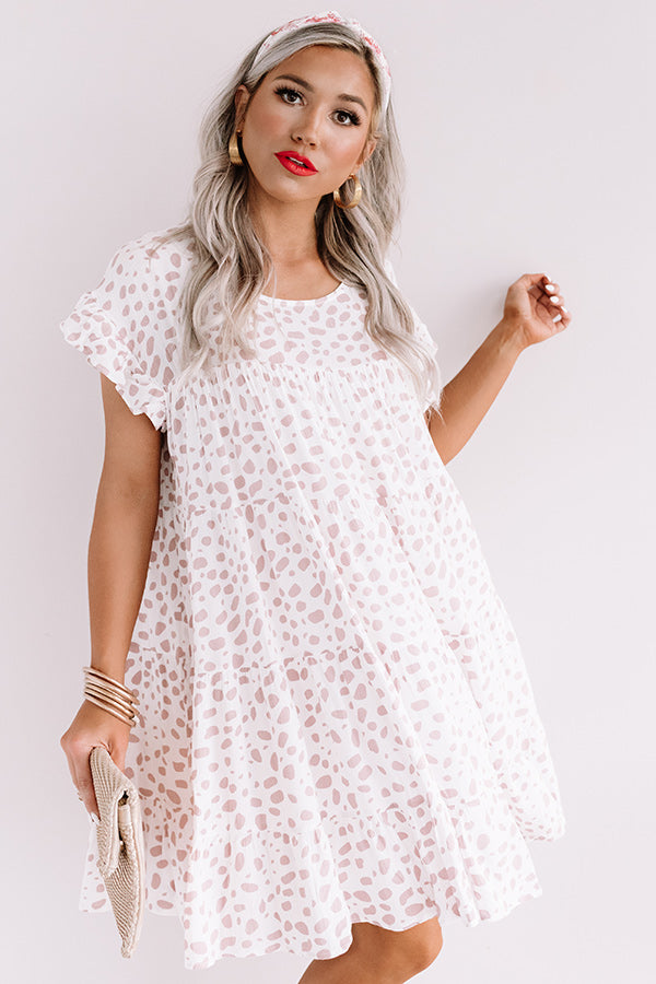 Hooked On Love Leopard Shift Dress In White