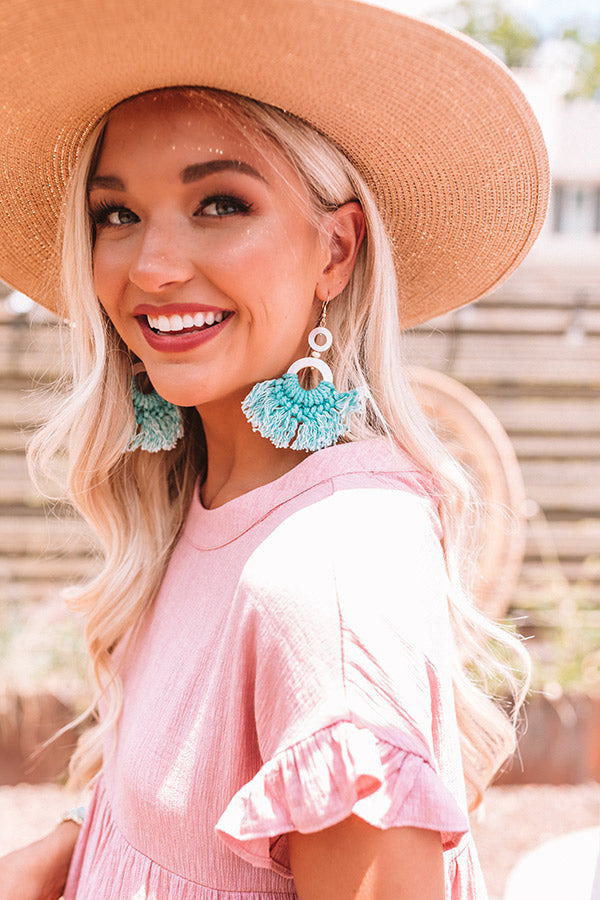 Colorful And Cute Earrings In Aqua