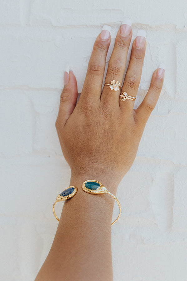 Chic Lifestyle Semi Precious Cuff Bracelet In Blue