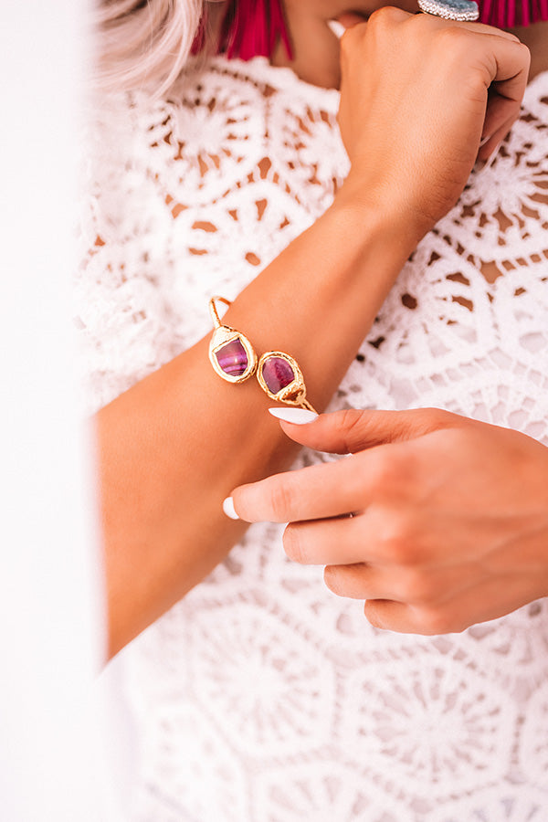 Chic Lifestyle Semi Precious Cuff Bracelet In Sangria