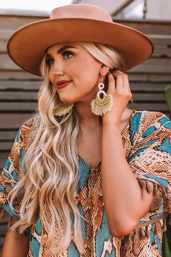 Colorful And Cute Earrings In Beige