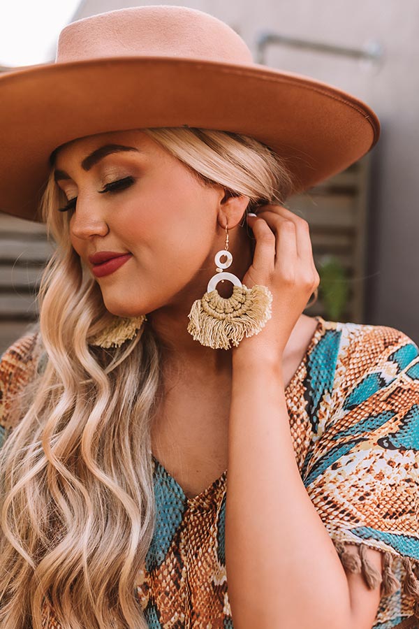 Colorful And Cute Earrings In Beige Image - 1