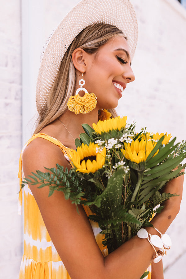 Colorful And Cute Earrings In Marigold Image - 1