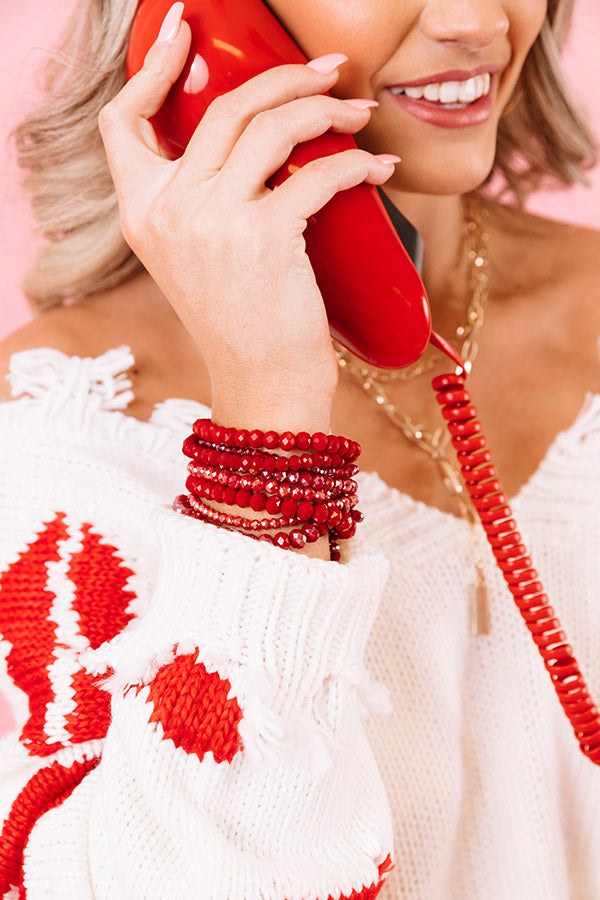 Chic Sensation Bracelet Set In Red