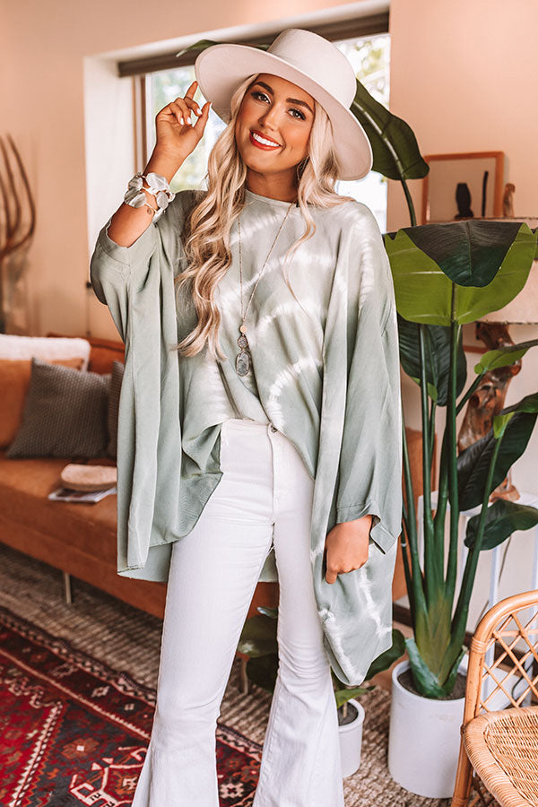 Drift Away Tie Dye Shift Tunic In Sage