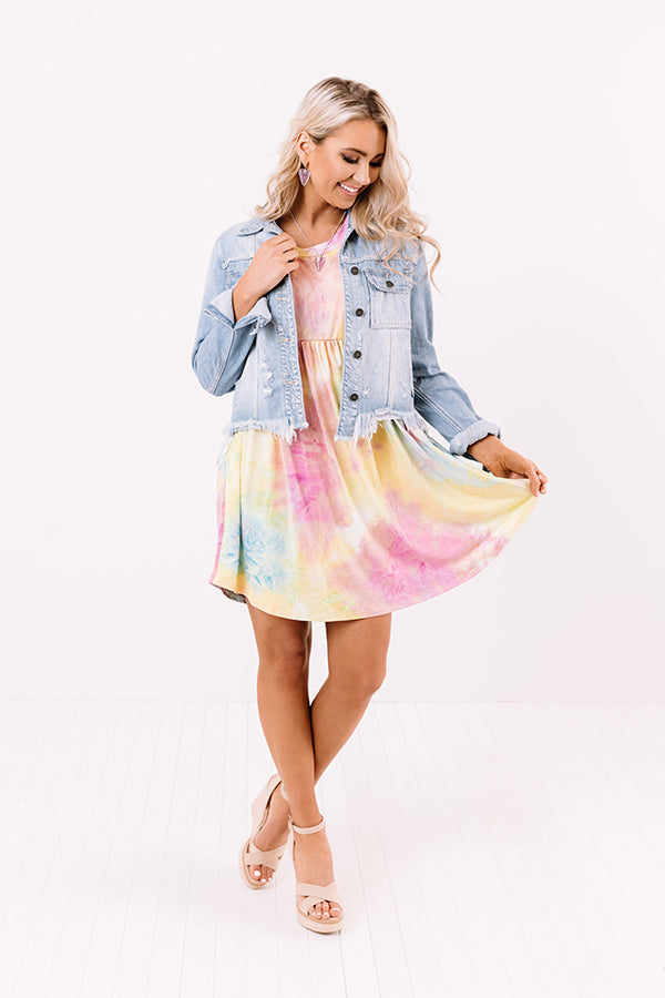 Good Energy Tie Dye Babydoll Dress In Yellow