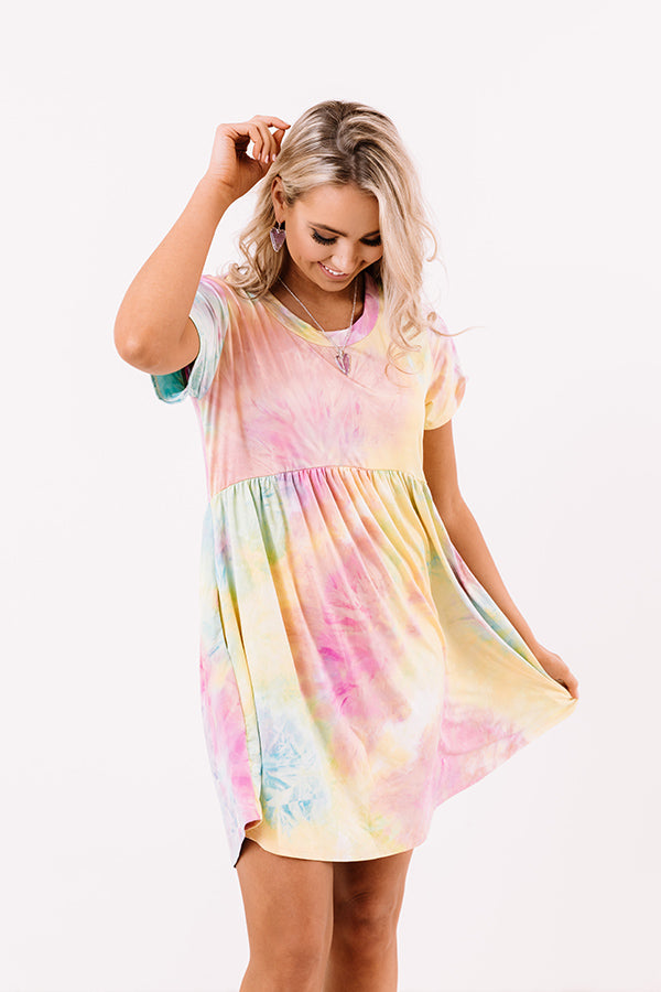 Good Energy Tie Dye Babydoll Dress In Yellow