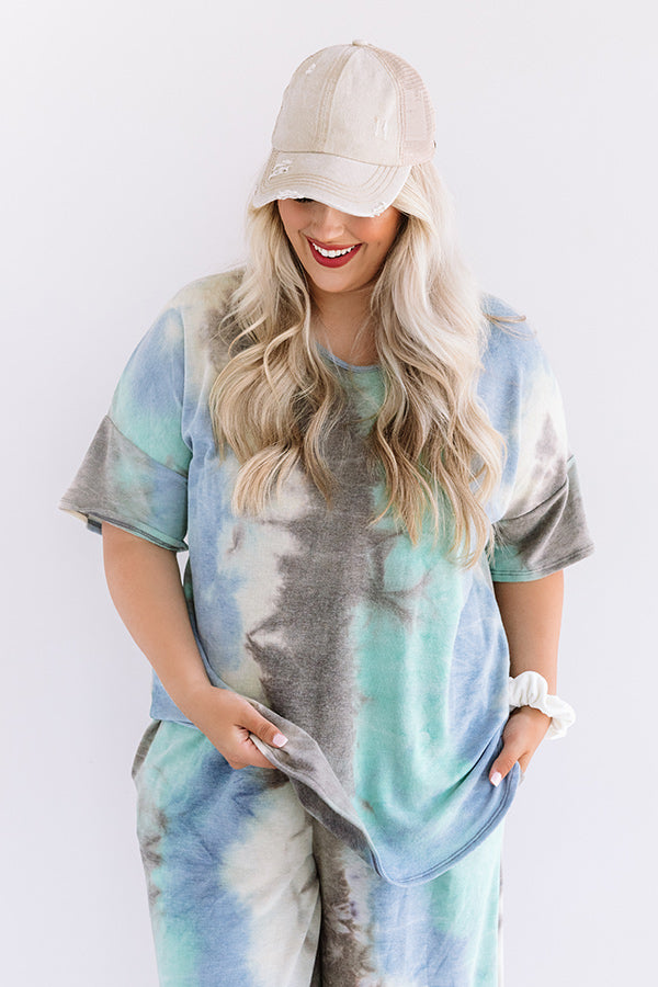 Tender Heart Tie Dye Shift Tee In Mint Curves