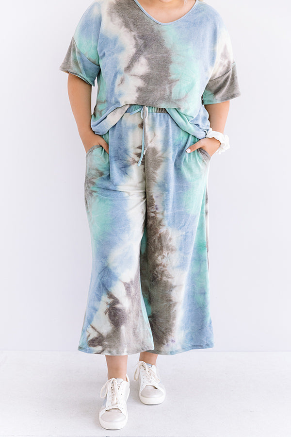 Tender Heart Tie Dye Pants In Mint   Curves