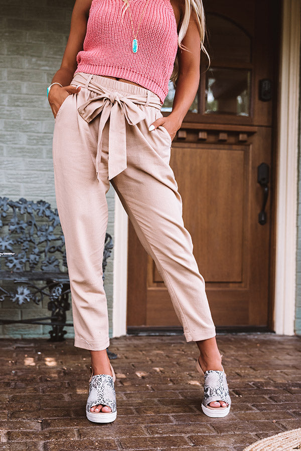 The Celia High Waist Trousers In Tan