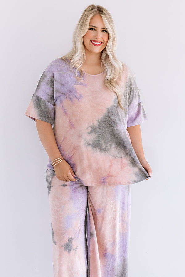 Tender Heart Tie Dye Shift Tee In Blush   Curves