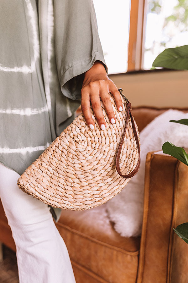 Stylish By Design Woven Clutch In Tan