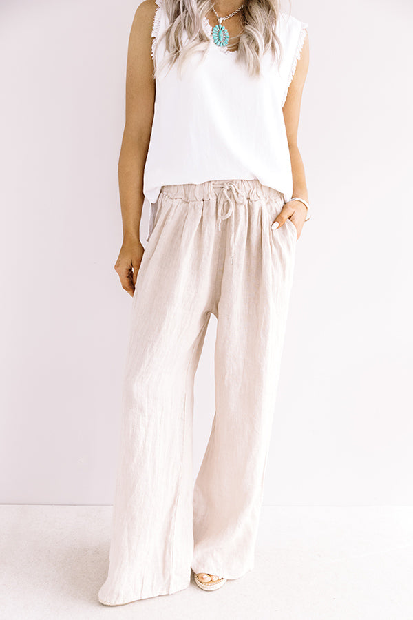 The Rio High Waist Linen Pants In Birch