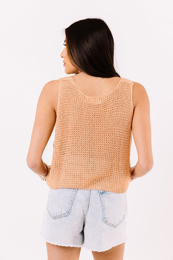 Acting Shy Knit Tank In Peach