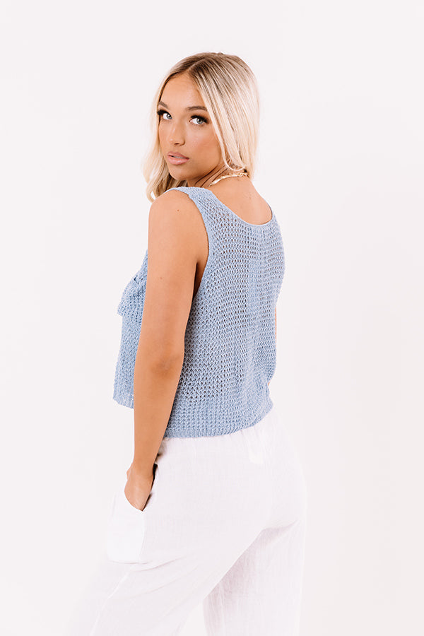 Acting Shy Knit Tank In Sky Blue