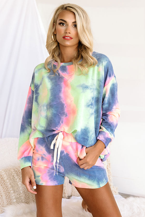 Morning Routine Tie Dye Shift Top In Navy