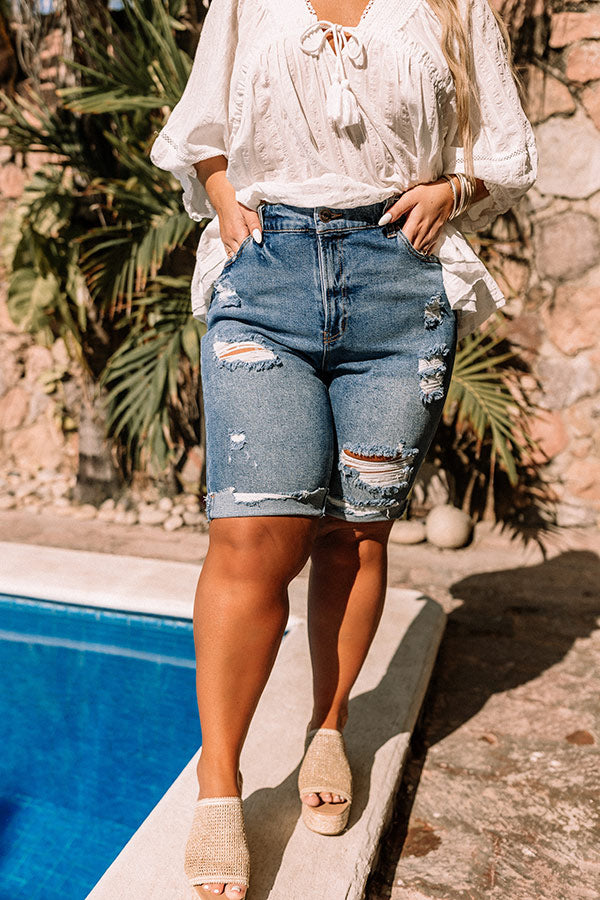 The Neely High Waist Distressed Shorts   Curves