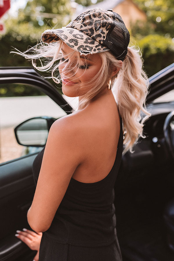 Chic Standard High Pony Tail Cap In Leopard