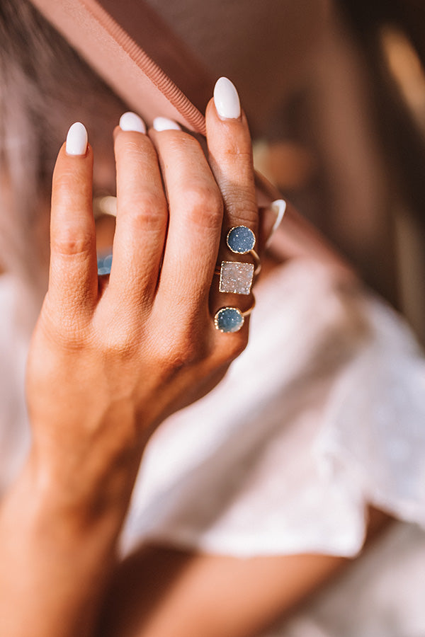 The Dottie Druzy Ring in Blue