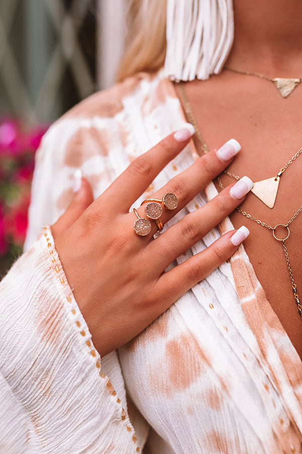The Delta Druzy Ring in Warm Taupe