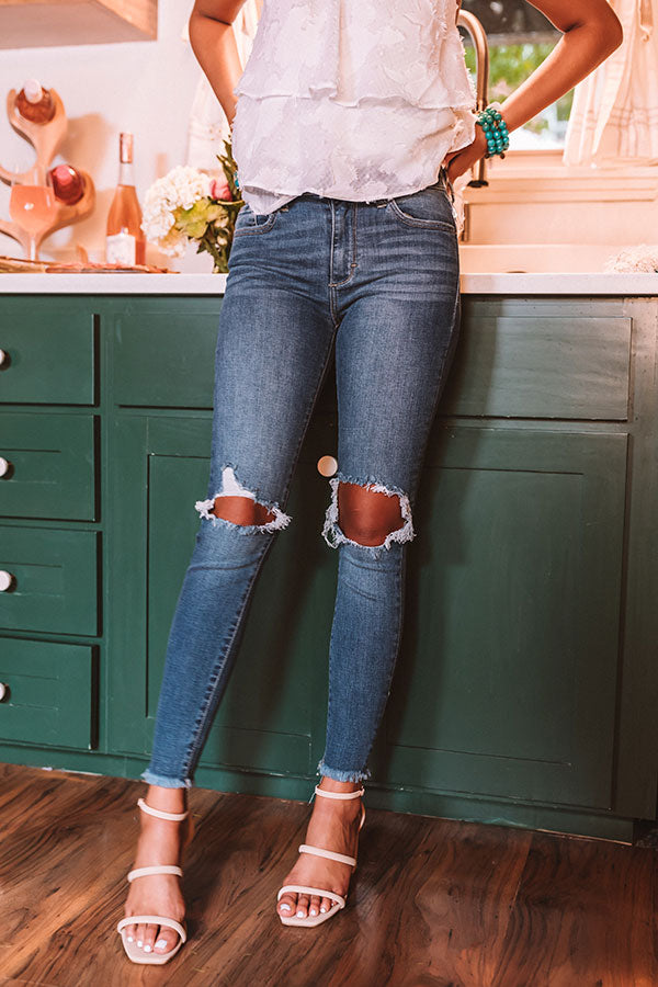 The French Midrise Distressed Ankle Skinny In Medium Wash