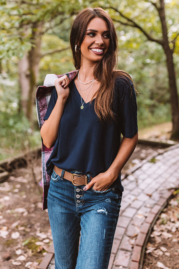 Coastal Chic Shift Tee In Navy