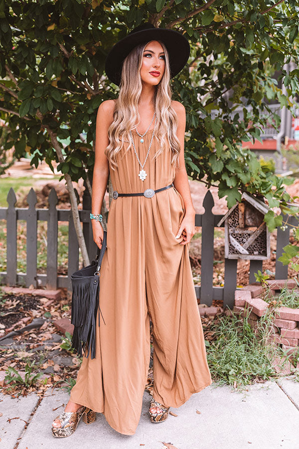 First Dance Flutters Jumpsuit In Camel