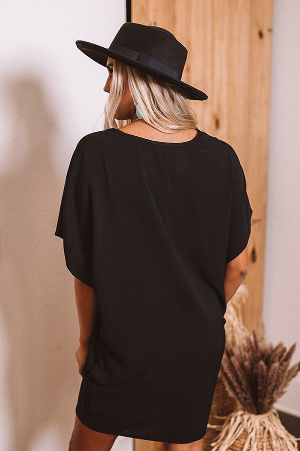 black tunic shirt dress long sleeve t shirt dress Black Long Sleeve Button Down Tunic