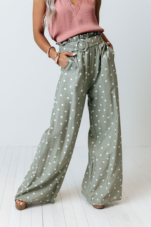 The Alair Polka Dot High Waist Pants In Pear