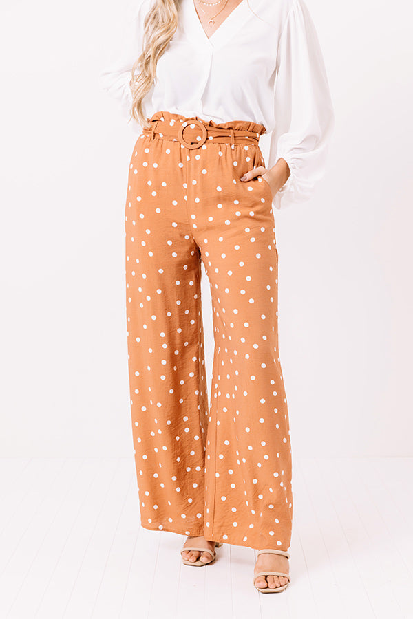 The Alair Polka Dot High Waist Pants In Rust