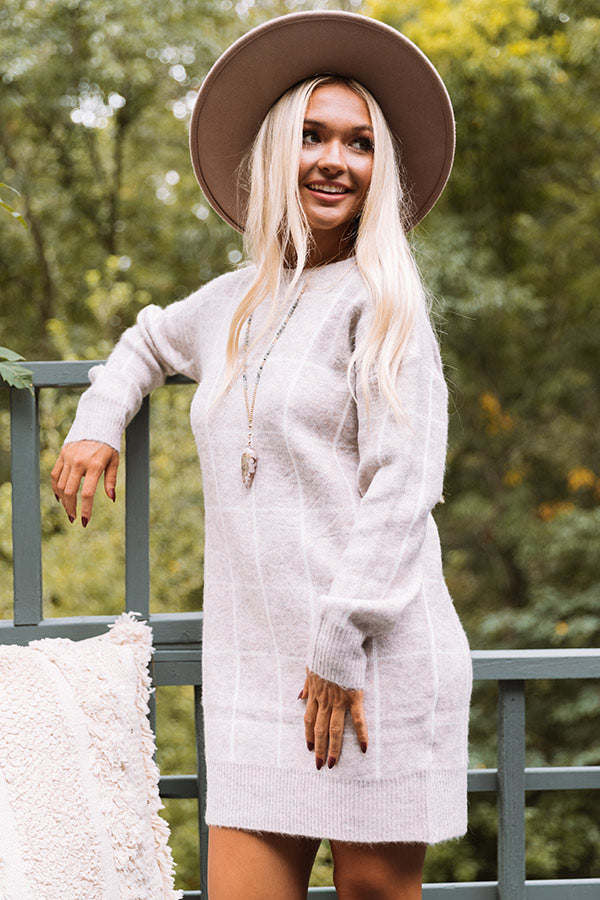 Crisp Evening Sweater Dress In Iced Latte Crisp Evening Sweater Dress In Iced Latte