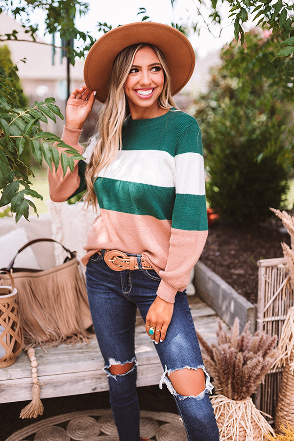 Maple Kisses Knit Sweater in Hunter Green