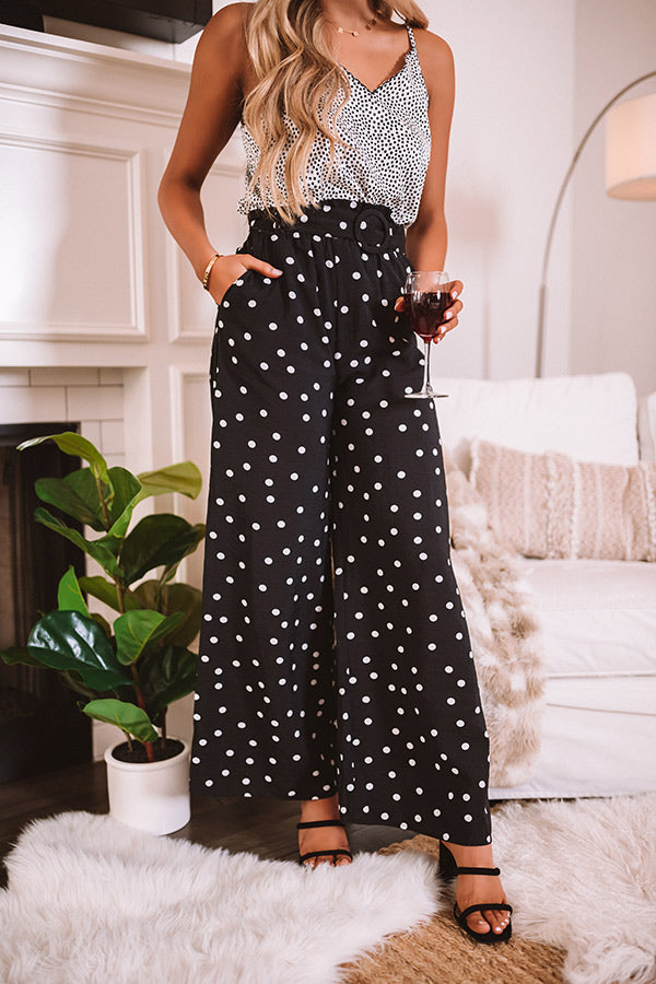 The Alair Polka Dot High Waist Pants In Black