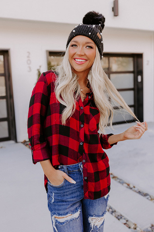 Pumpkin Spice Flirty Plaid Top In Crimson