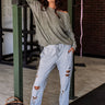 A Little Chilly Distressed Joggers In Grey Image - 1
