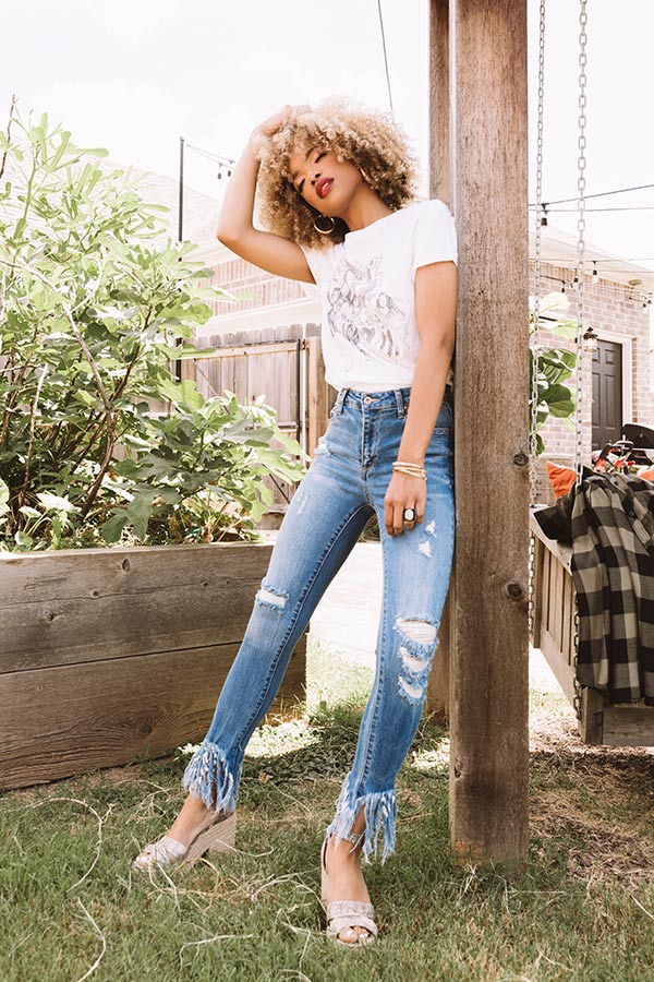 The Barkley Midrise Distressed Ankle Skinny In Medium Wash