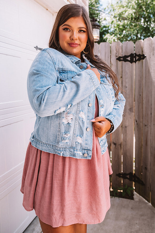 distressed denim jacket dress DISTRESSED DENIM JACKET-DRESS Variations Style