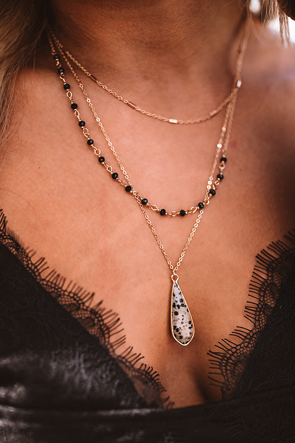 Clearly Chic Semi Precious Layered Necklace In Beige