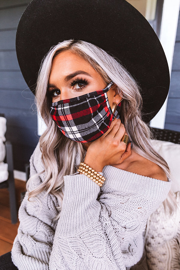 Solo Trip Plaid Cloth Face Mask In Black