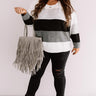 Cozy Sunday Charm Color Block Sweater In Grey Curves Image - 1