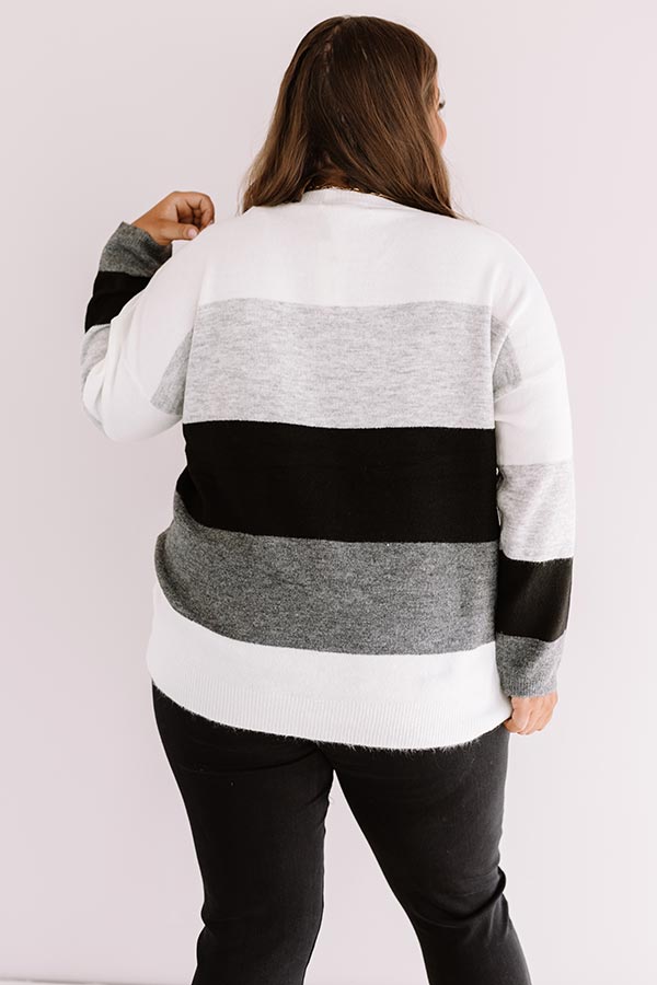 Cozy Sunday Charm Color Block Sweater In Grey Curves Image - 1