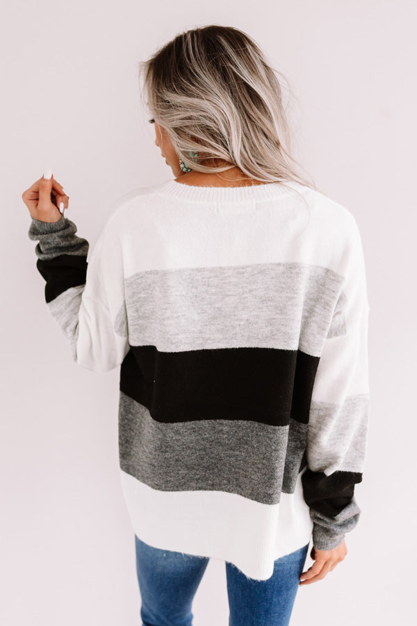 Cozy Sunday Charm Color Block Sweater In Grey Image - 1