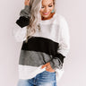 Cozy Sunday Charm Color Block Sweater In Grey Image - 1
