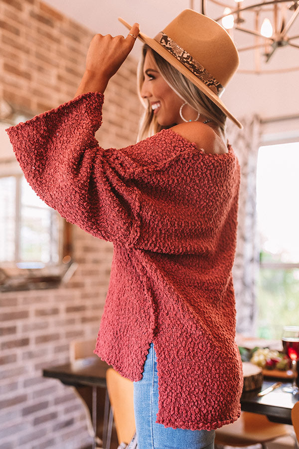 Laying Low In Colorado Popcorn Knit Sweater In Rustic Rose Image - 1
