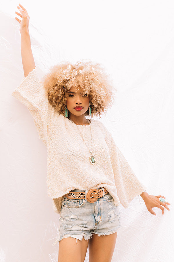 Laying Low In Colorado Popcorn Knit Sweater In Cream Image - 1