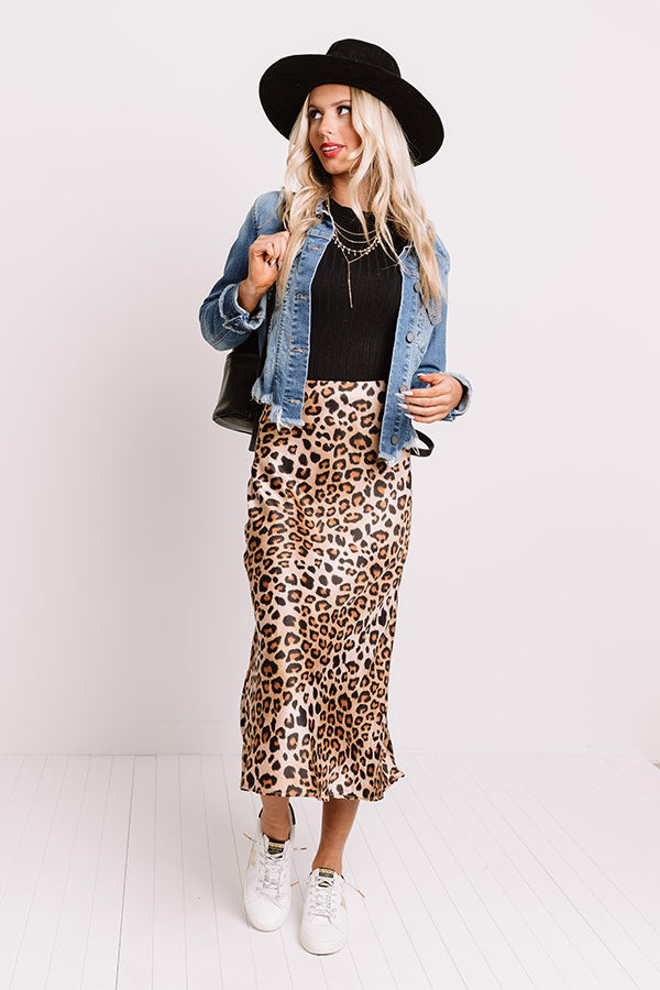 Turn Up The Sass Leopard Midi Skirt