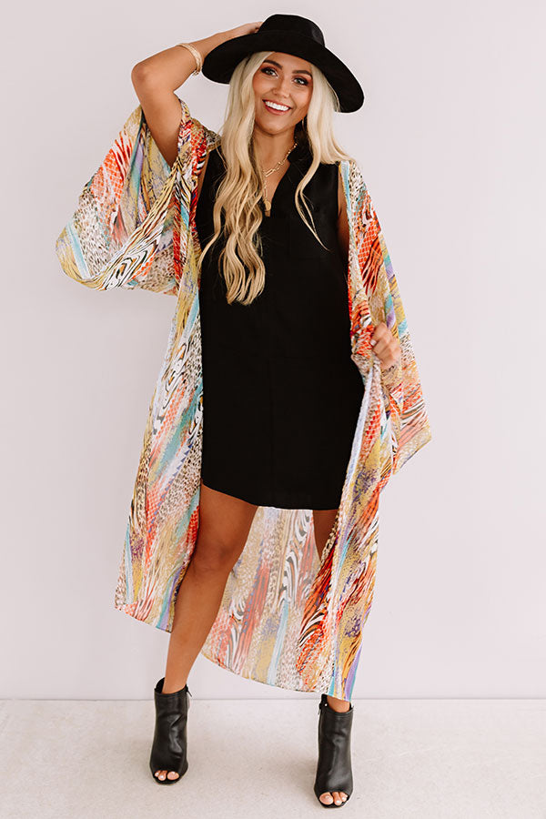 Guessing Game Chiffon Duster Overlay In Tangerine