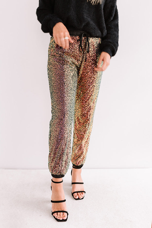 Extra Sparkles Sequin Joggers In Black